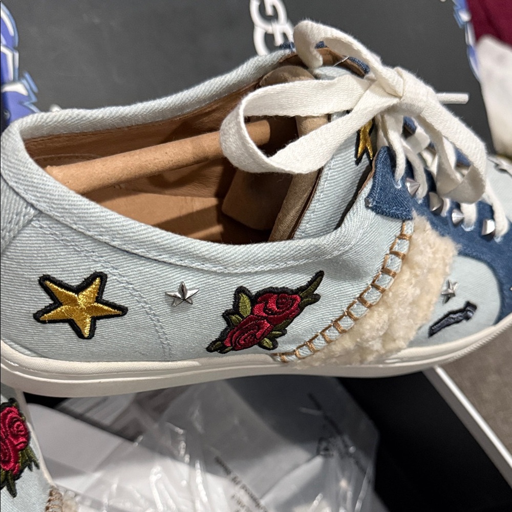 UGG Light Blue Patchwork Sneakers with Rainbow an… - image 4